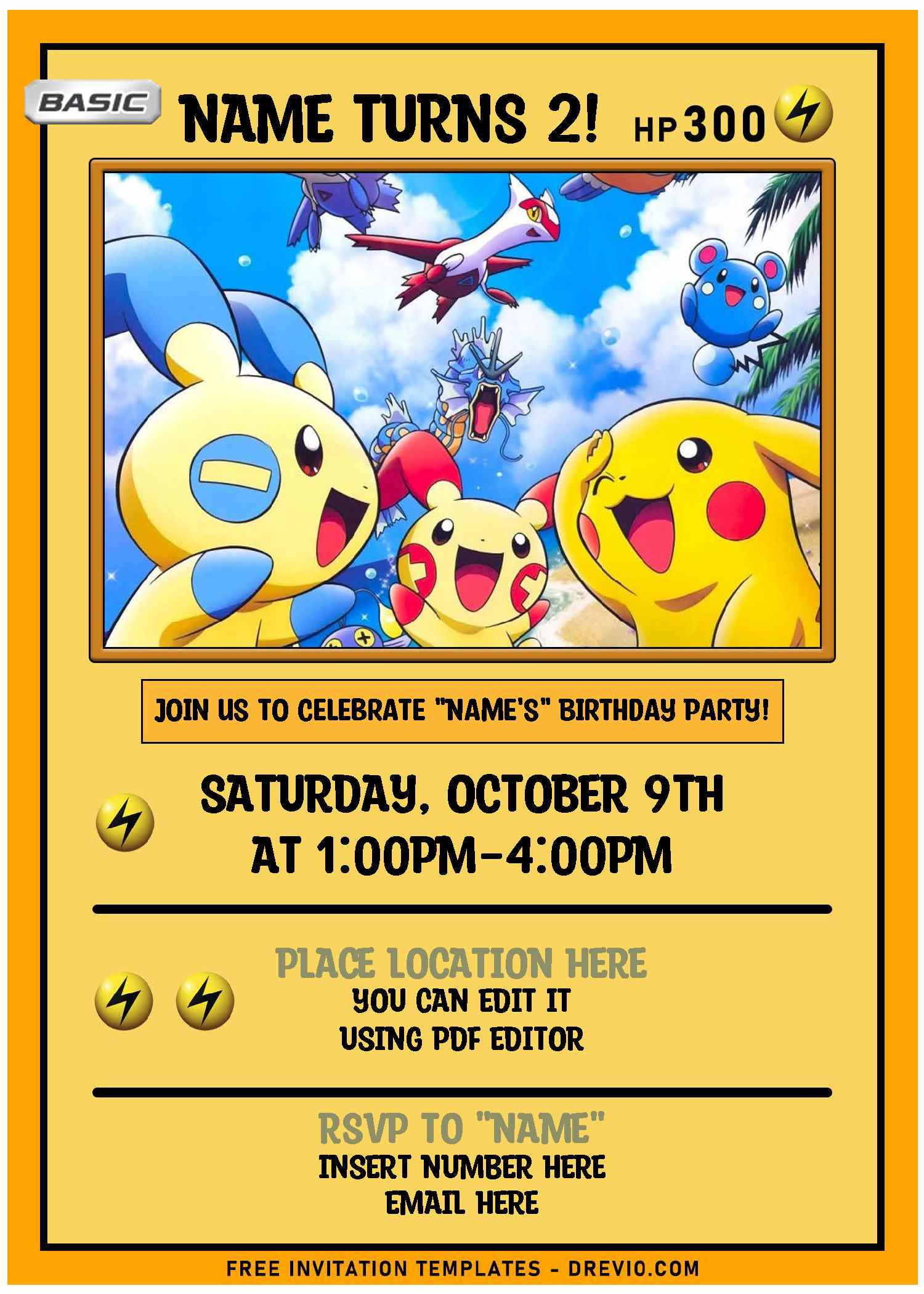 Free Editable Pdf) Cute And Awesome Pokemon Kids Birthday Party inside Free Printable Pokemon Birthday Invitations