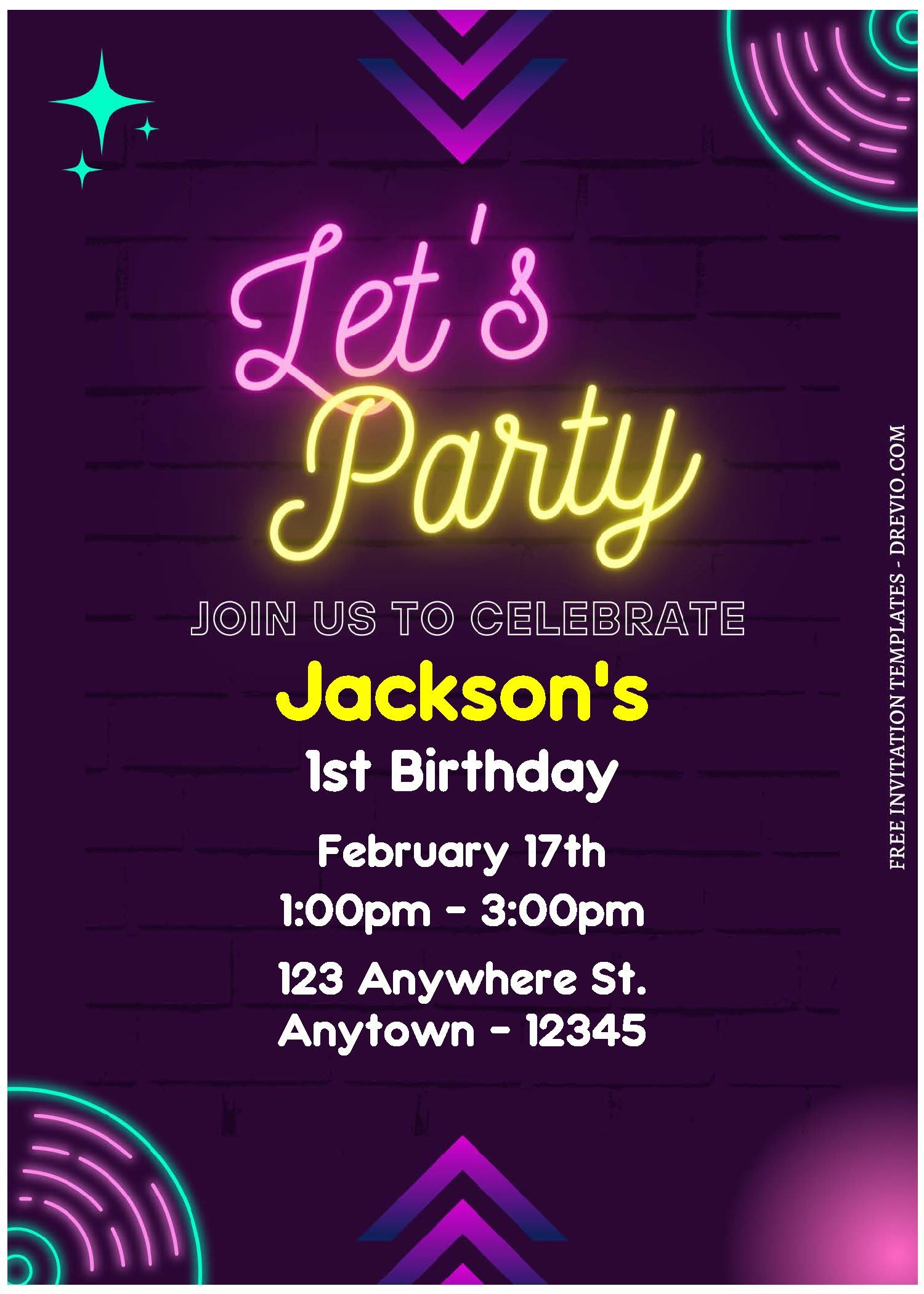 Free Editable Pdf) Glowing Neon Kids Birthday Invitation Templates in Free Printable Glow In The Dark Birthday Party Invitations