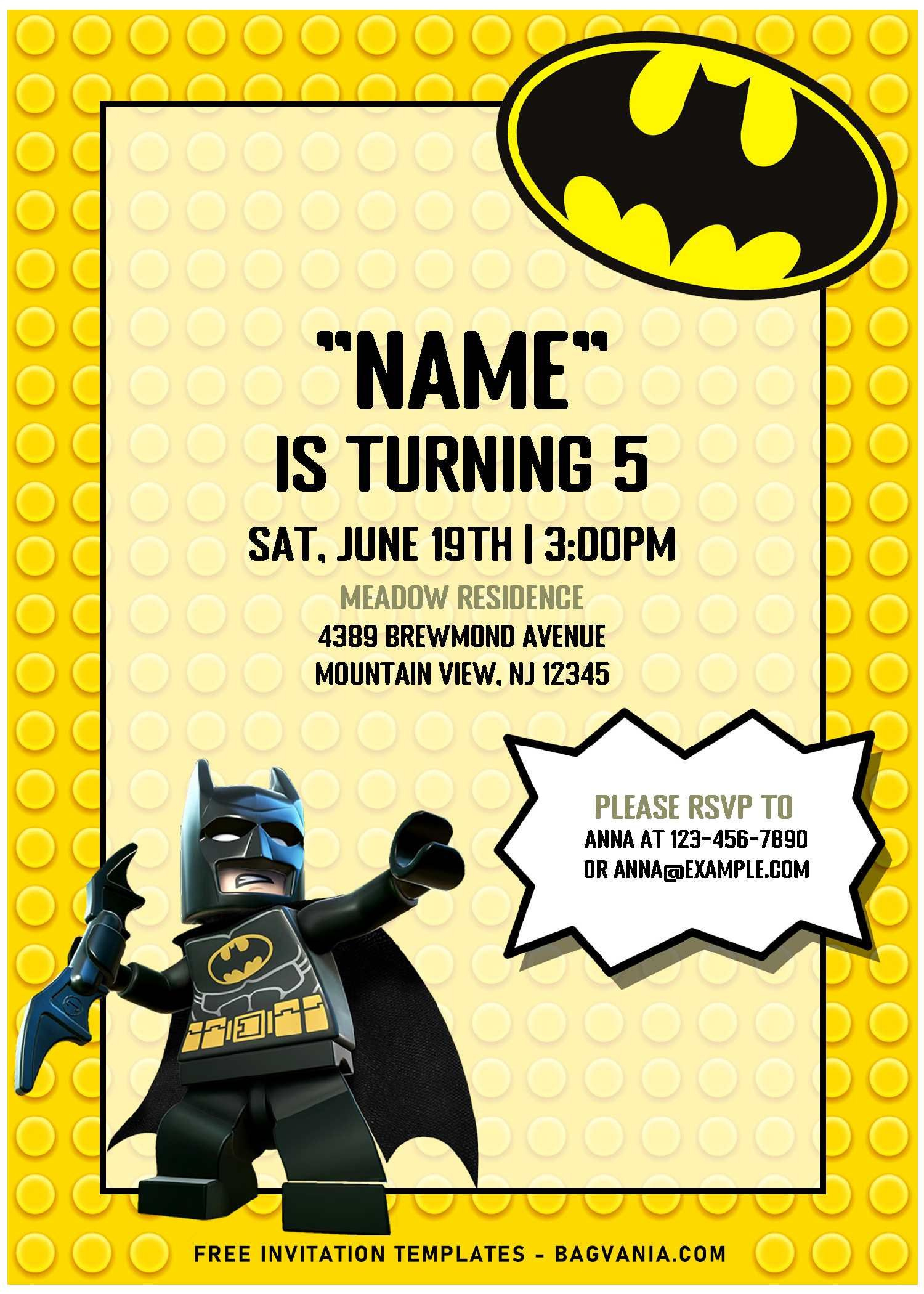 Free Editable Pdf) Super Cool Lego Batman Birthday Invitation in Lego Batman Invitations Free Printable