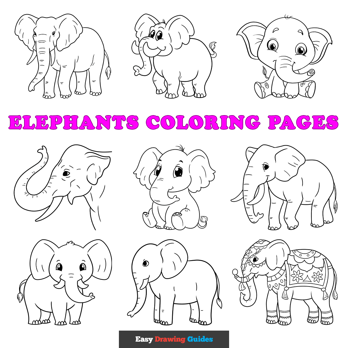 Free Elephants Coloring Pages For Kids - 12 Printable Sheets pertaining to Free Printable Elephant Images