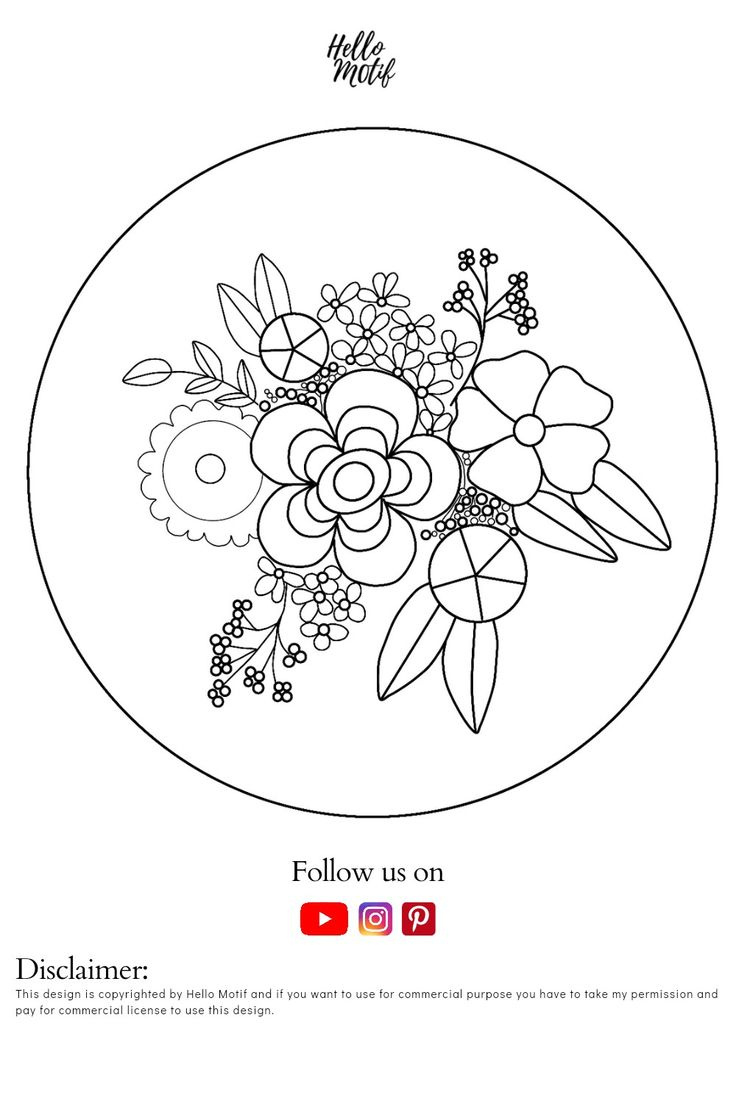 Free Embroidery Pattern Burgundy And Greenshello Motif With with regard to Free Printable Embroidery Patterns