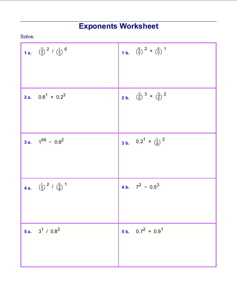 Free Exponents Worksheets - Worksheets Library within Free Printable Exponent Worksheets