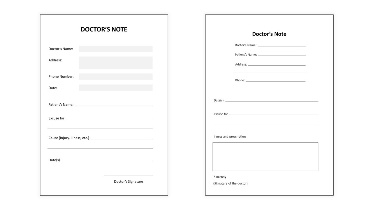 Free Fake Doctors Note Template Powerpoint & Google Slides with Free Printable Doctors Excuse