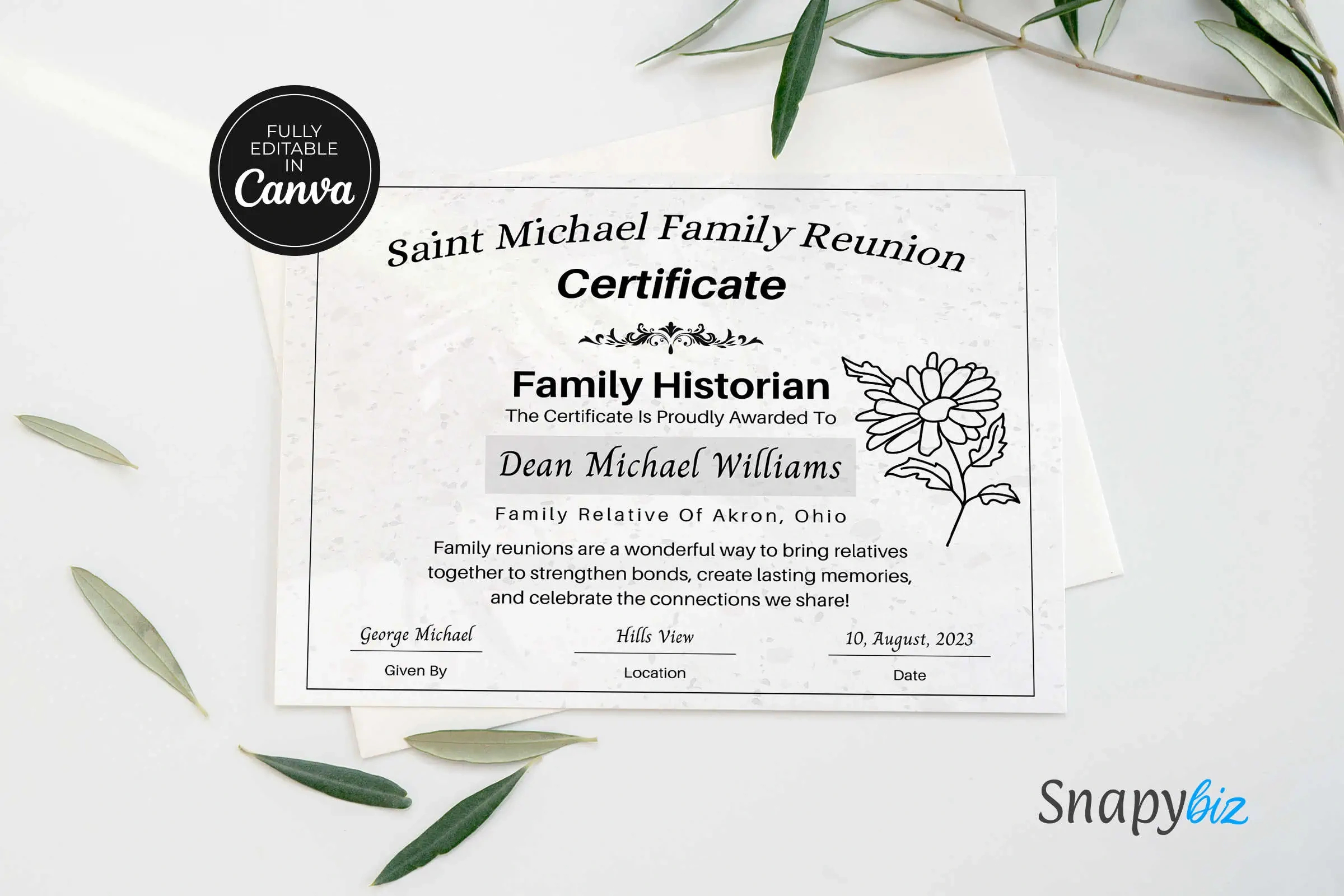 Free Family Reunion Awards Canva Certificate | Snapybiz throughout Free Printable Family Reunion Awards