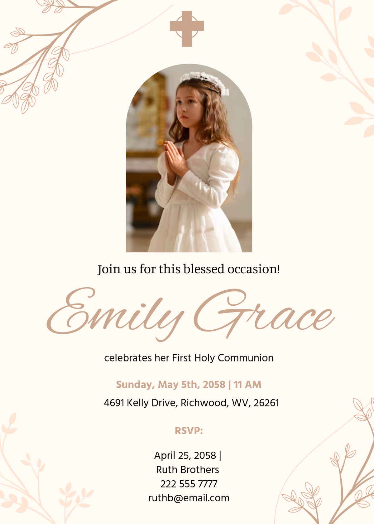 Free First Communion Invitation Templates, Editable And Printable inside Free Printable 1St Communion Invitations