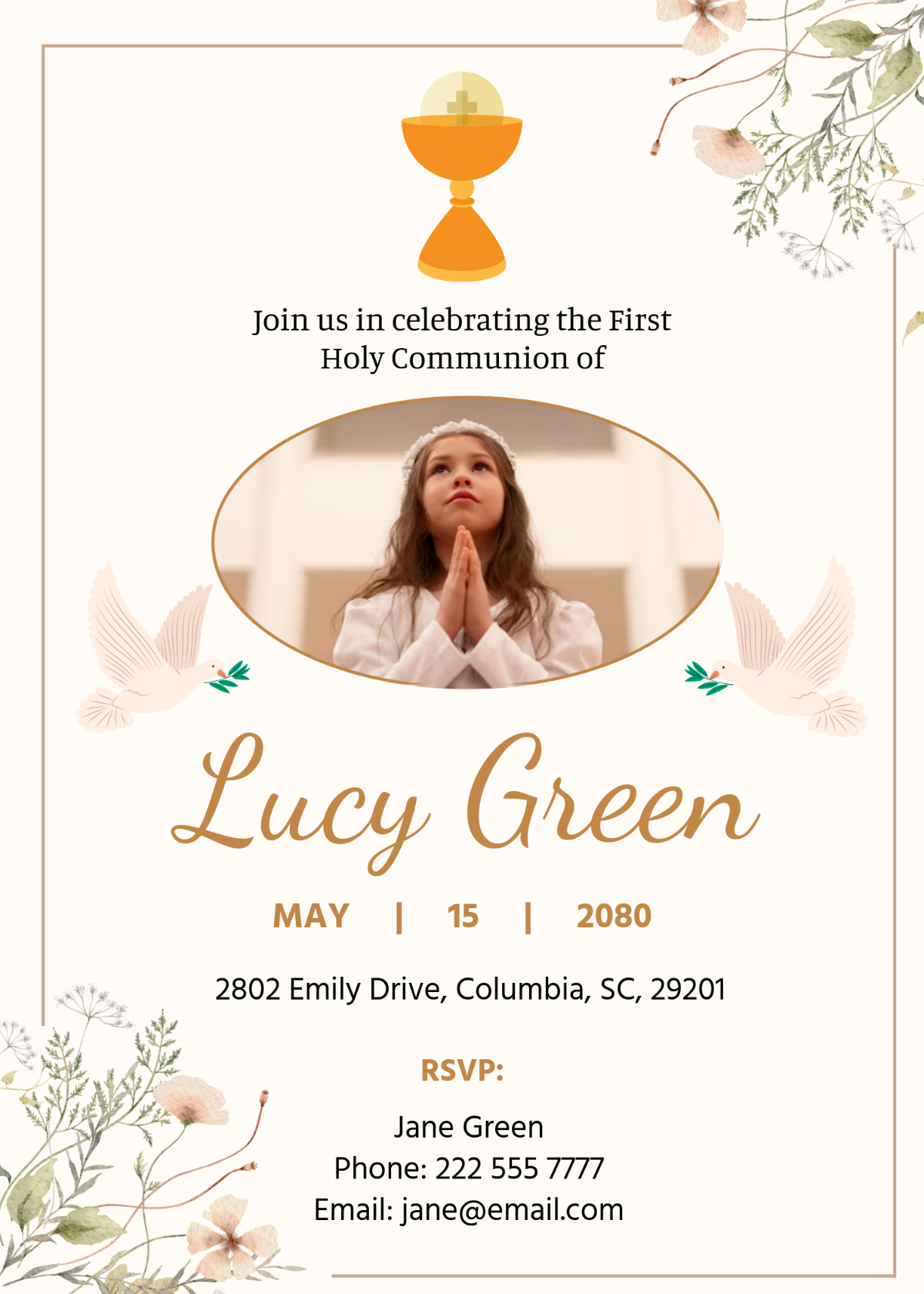 Free First Communion Invitation Templates, Editable And Printable within First Holy Communion Cards Printable Free