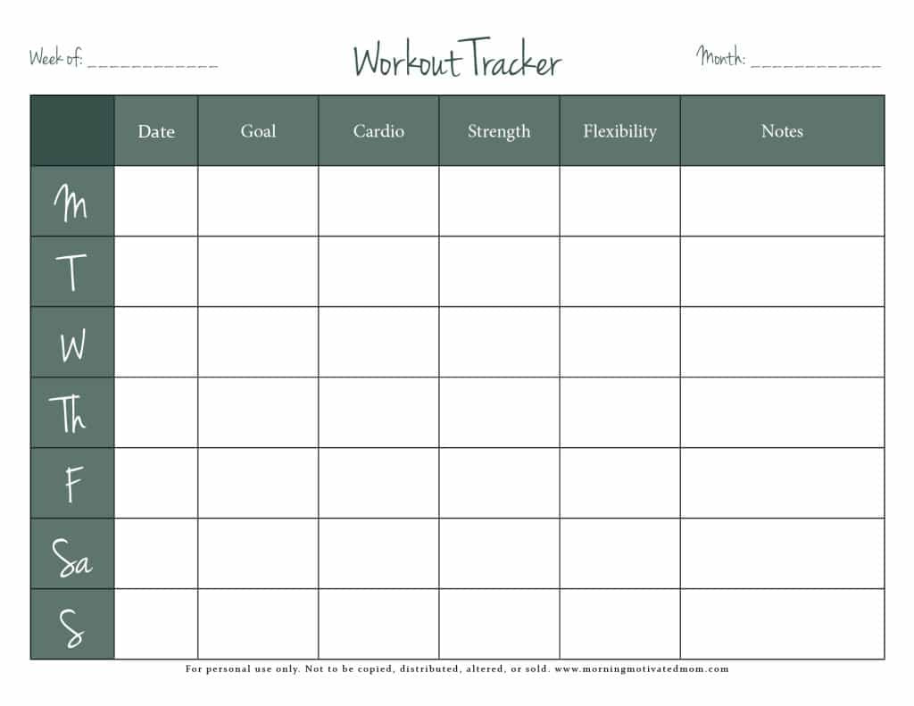 Free Fitness Tracker Printable – Morning Motivated Mom regarding Free Printable Fitness Tracker