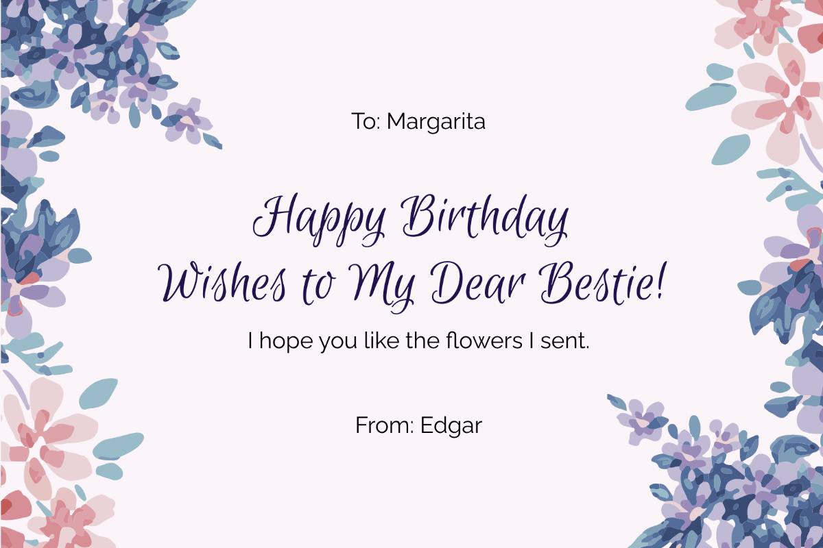 Free Floral Best Friend Birthday Card Template To Edit Online intended for Free Printable Birthday Cards For Your Best Friend