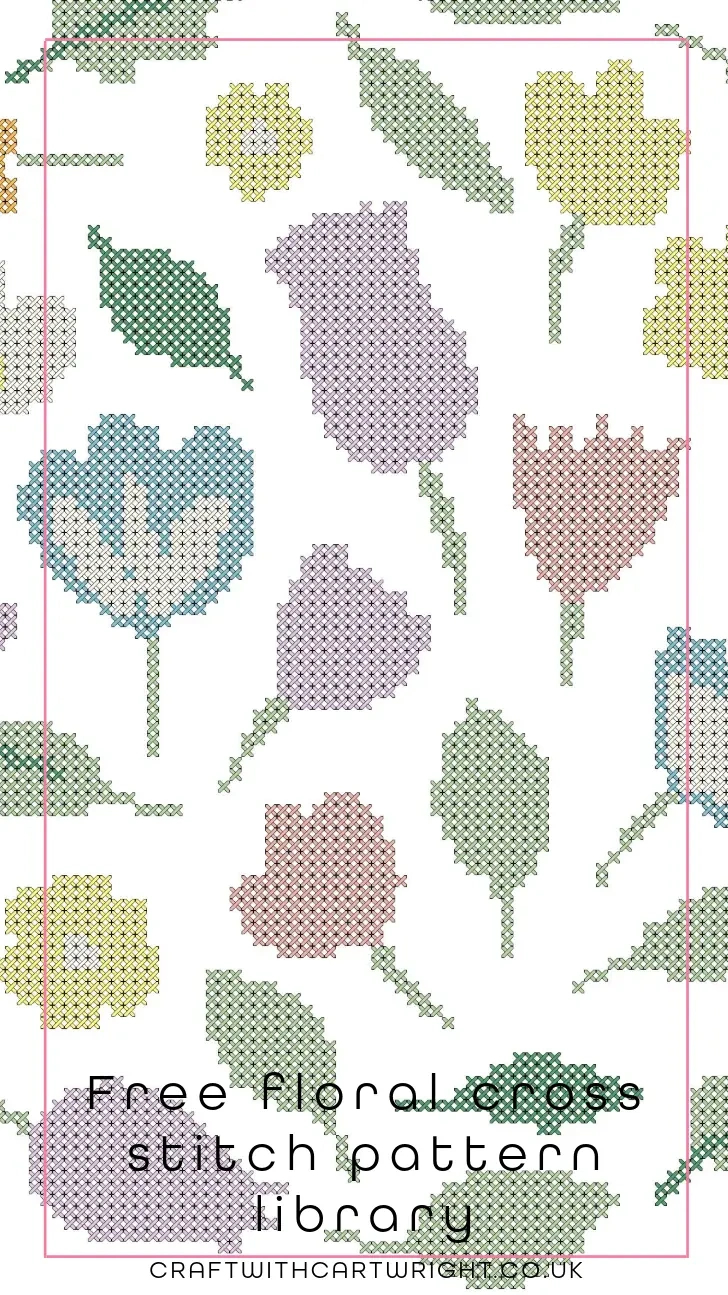 Free Floral Cross Stitch Pattern Library - Craft With Cartwright in Free Printable Modern Cross Stitch Patterns