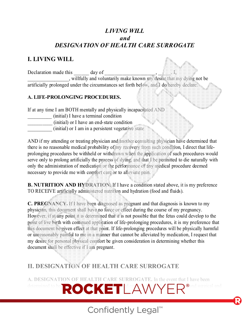 Free Florida Living Will: Make & Download - Rocket Lawyer within Free Printable Living Will Forms Florida
