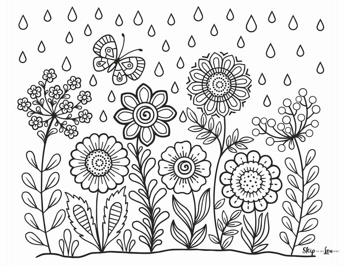 Free Flower Coloring Pages For Kids And Adults | Skip To My Lou inside Free Printable Flower Coloring Pages For Adults