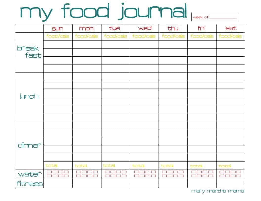 Free Food Journal Printable {Healthy Mama Week 29} – Mary Martha Mama pertaining to Free Printable Food Journal