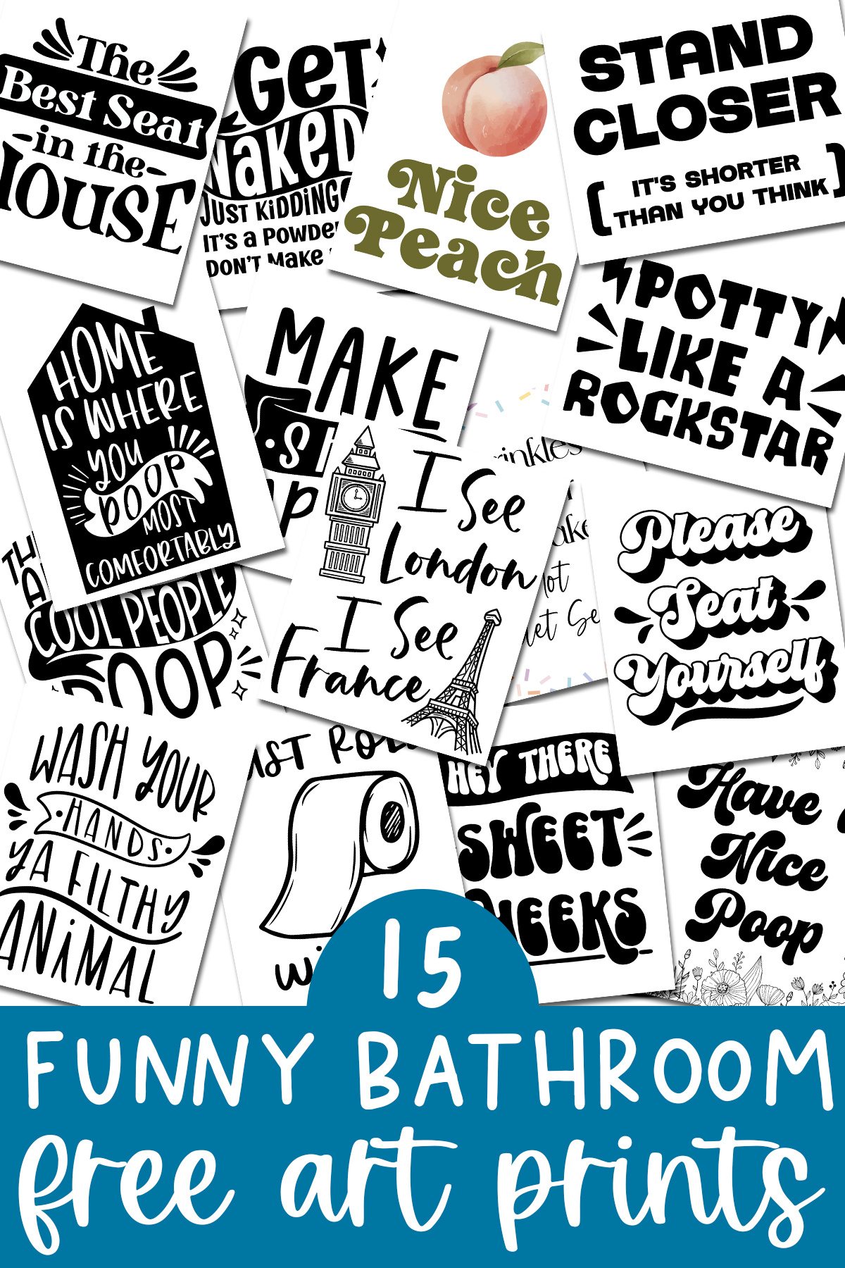 Free Funny Printable Bathroom Signs: 15 Wall Art Options with Free Printable Bathroom Signs