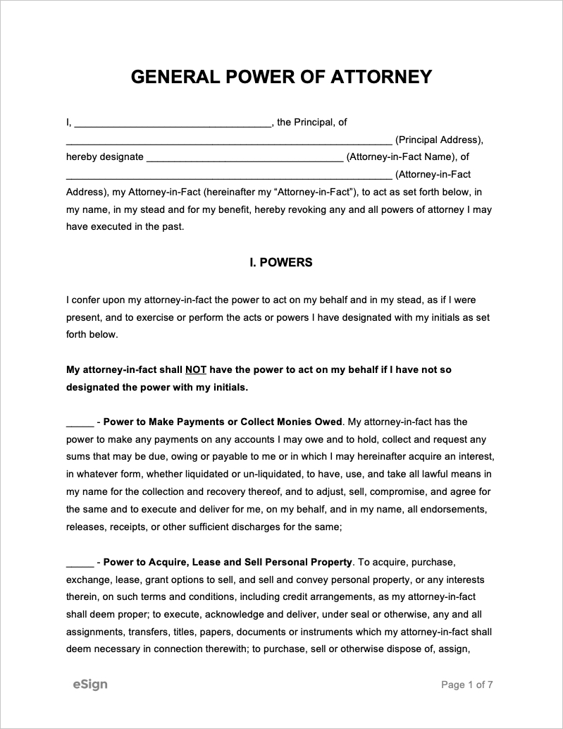 Free General Power Of Attorney Forms | Pdf | Word for Free Printable Power Of Attorney Forms