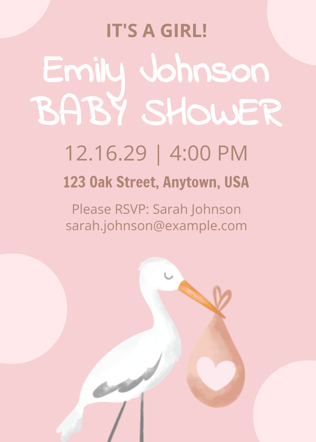 Free Girl Baby Shower Invitation Templates, Editable And Printable regarding Free Stork Party Invitations Printable