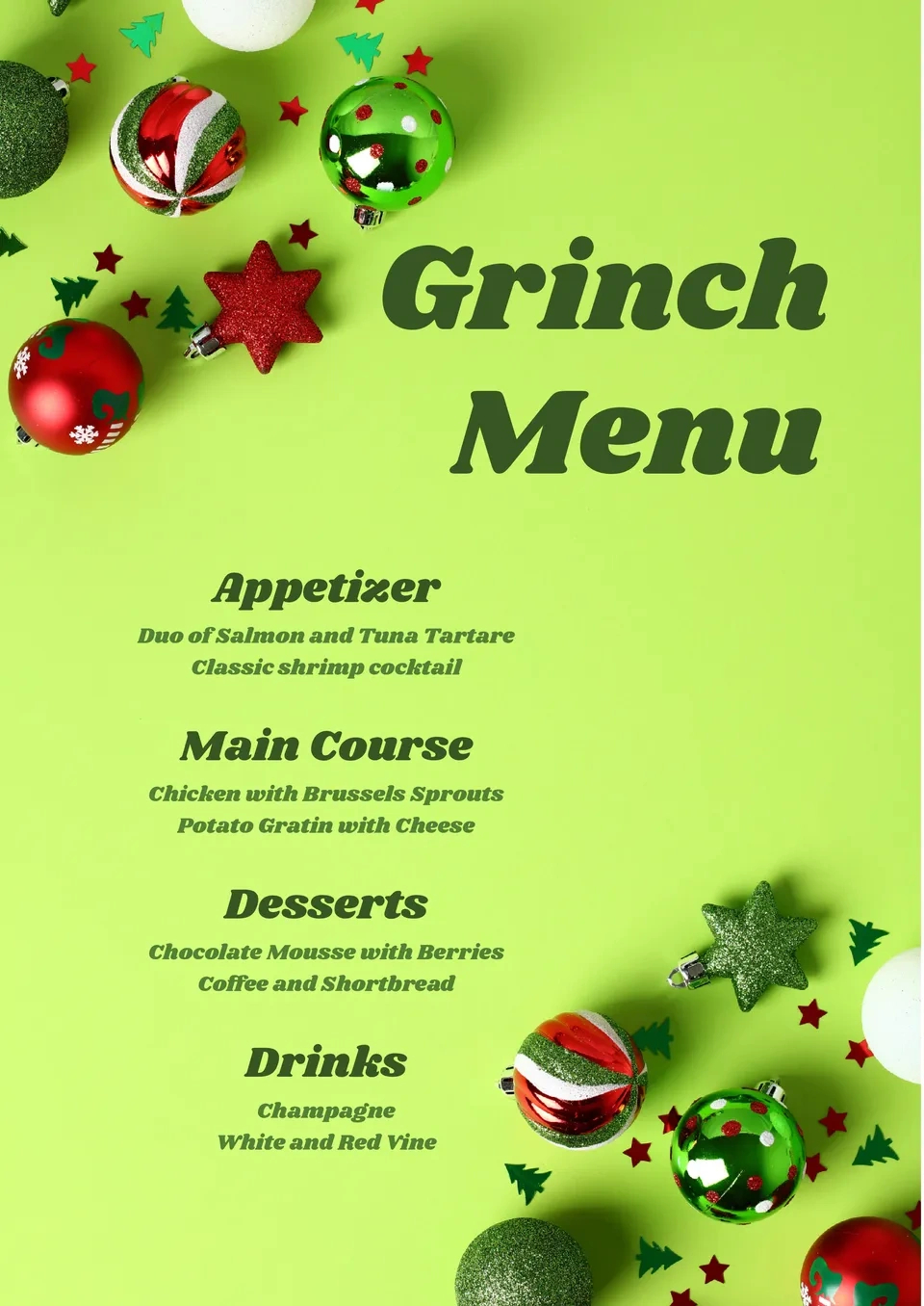 Free Grinch Menu Template For Google Docs in Christmas Menu Printable Template Free