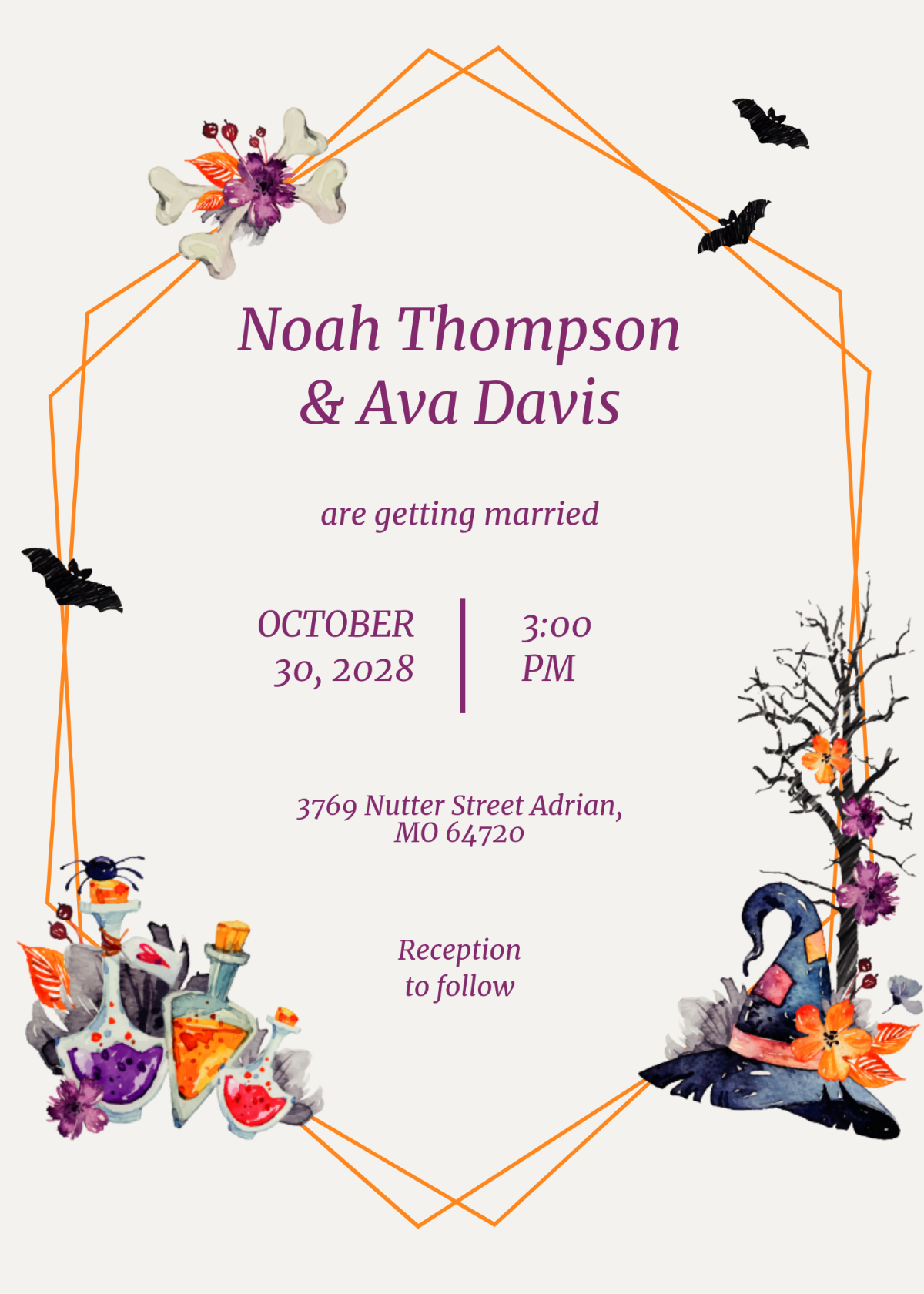 Free Halloween Wedding Invitation Template To Edit Online inside Free Printable Halloween Wedding Invitations