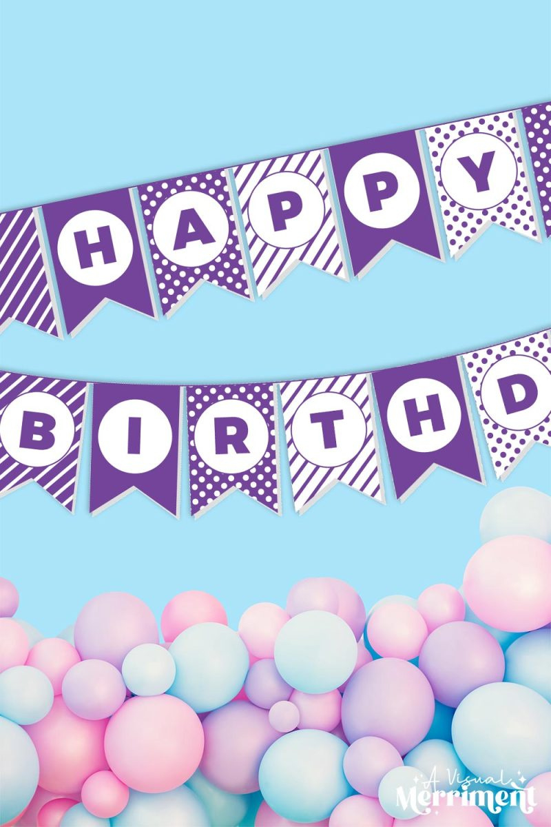 Free Happy Birthday Banner Printable Party Sign {Purple} | Kids with Free Printable Happy Birthday Banner
