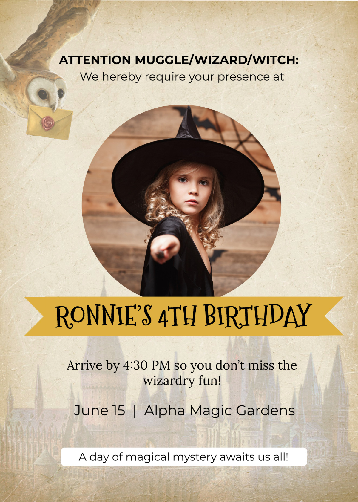 Free Harry Potter Birthday Invitation Template To Edit Online with Harry Potter Birthday Invitations Free Printable
