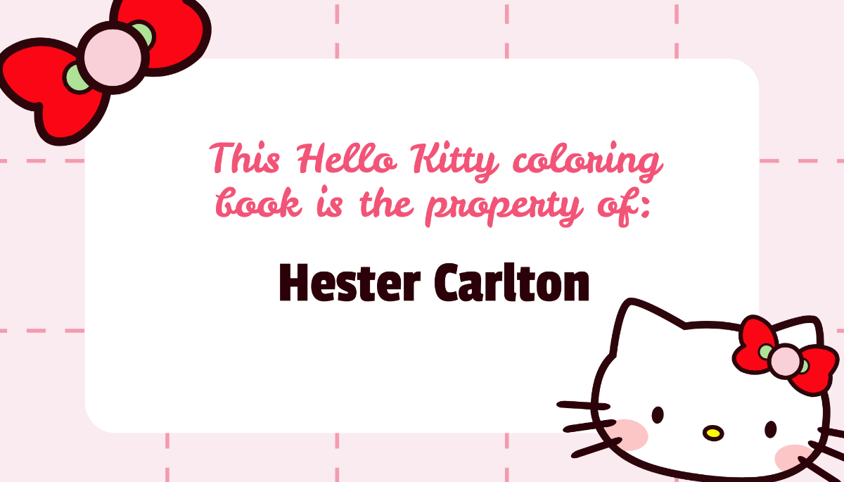Free Hello Kitty Book Label Template To Edit Online intended for Hello Kitty Name Tags Printable Free