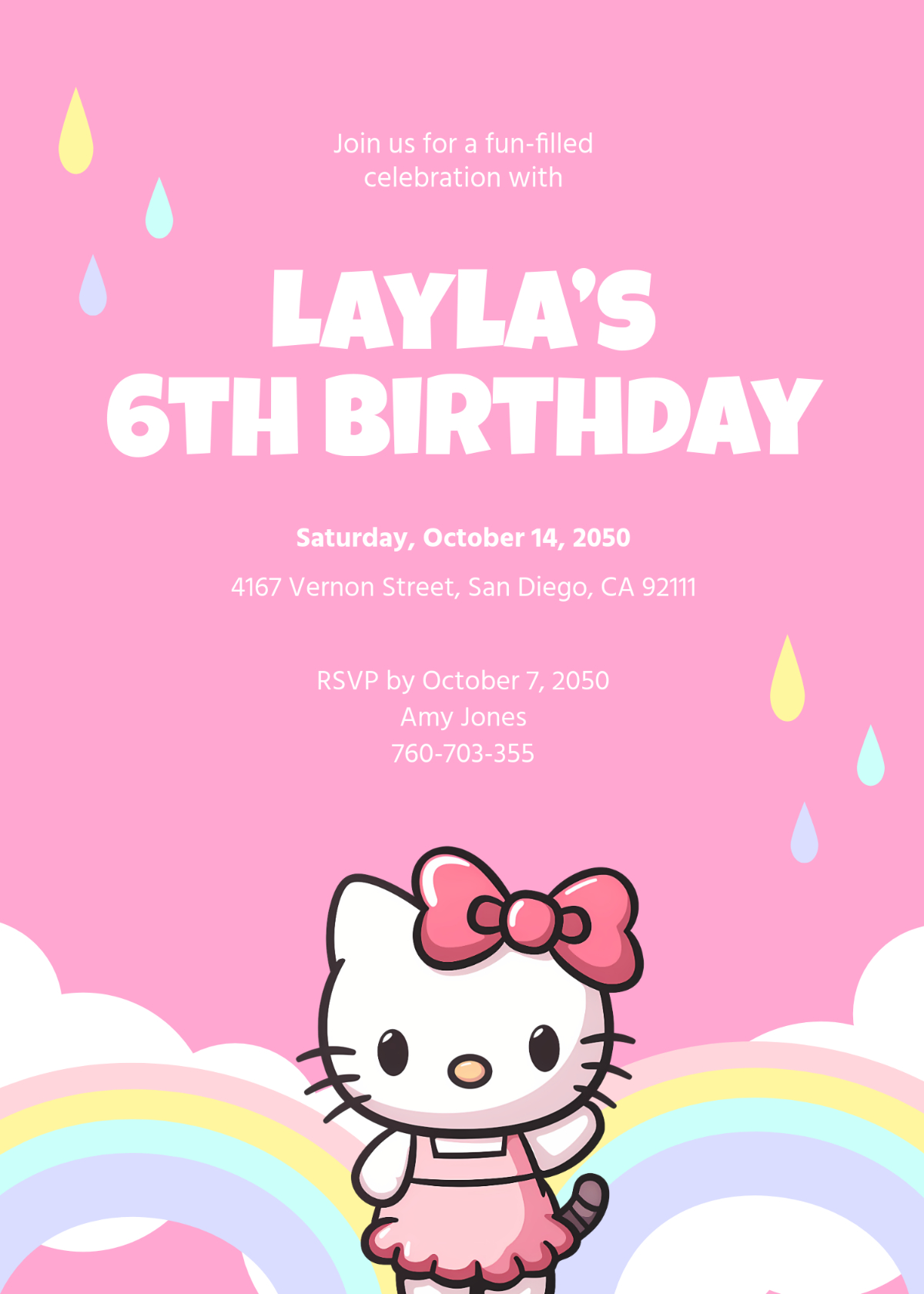 Free Hello Kitty Invitation Template To Edit Online intended for Hello Kitty Free Printable Invitations For Birthday