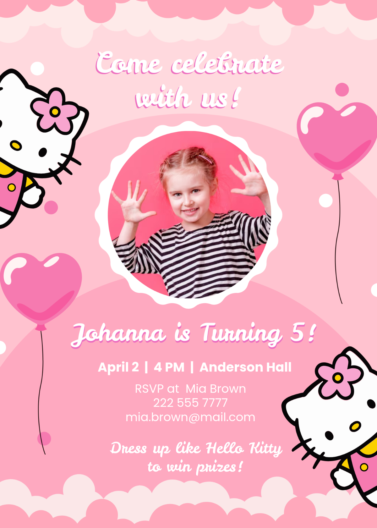 Free Hello Kitty Invitation Templates, Editable And Printable for Hello Kitty Free Printable Invitations For Birthday