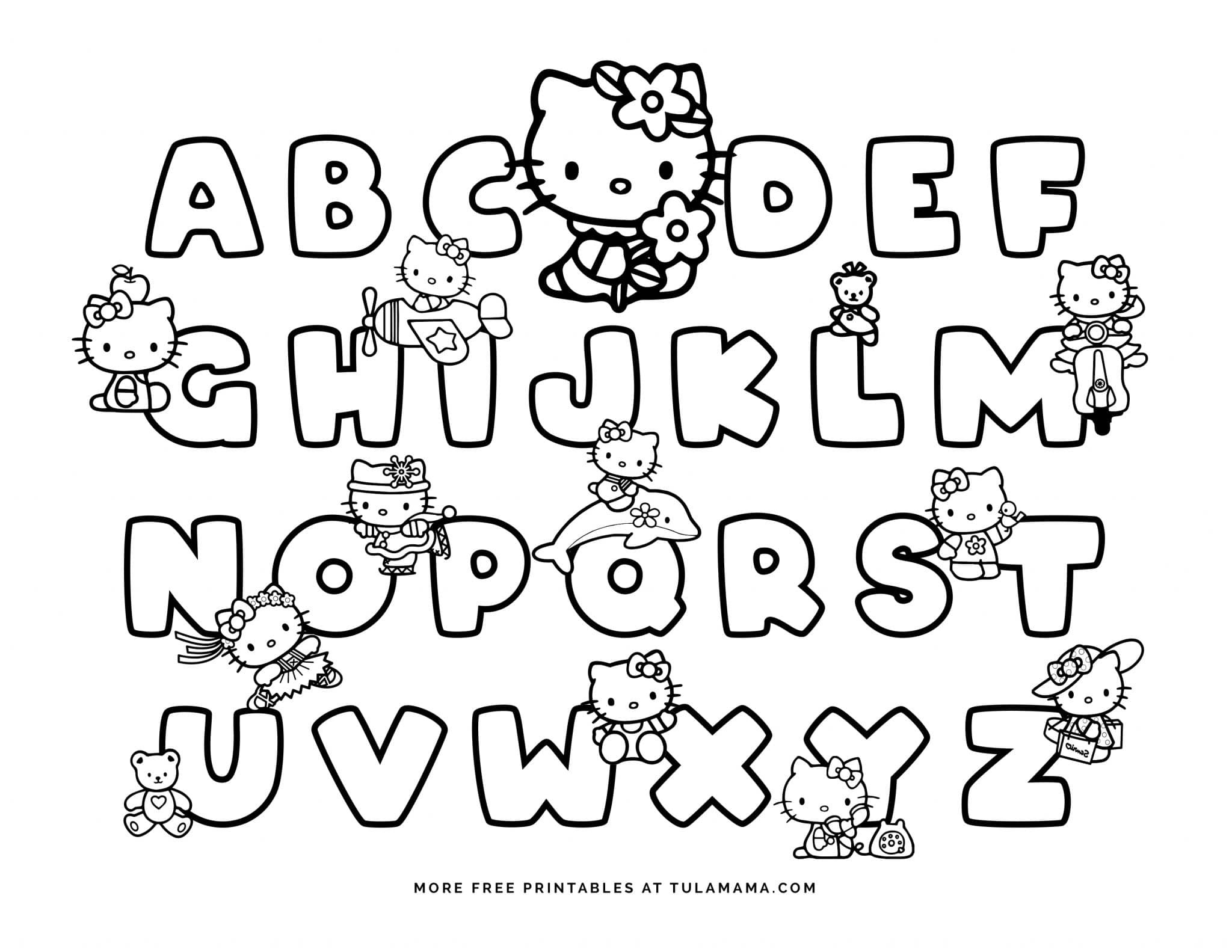 Free Hello Kitty Printables And Abc Coloring Pages - Tulamama for Free Printable Hello Kitty Alphabet Letters