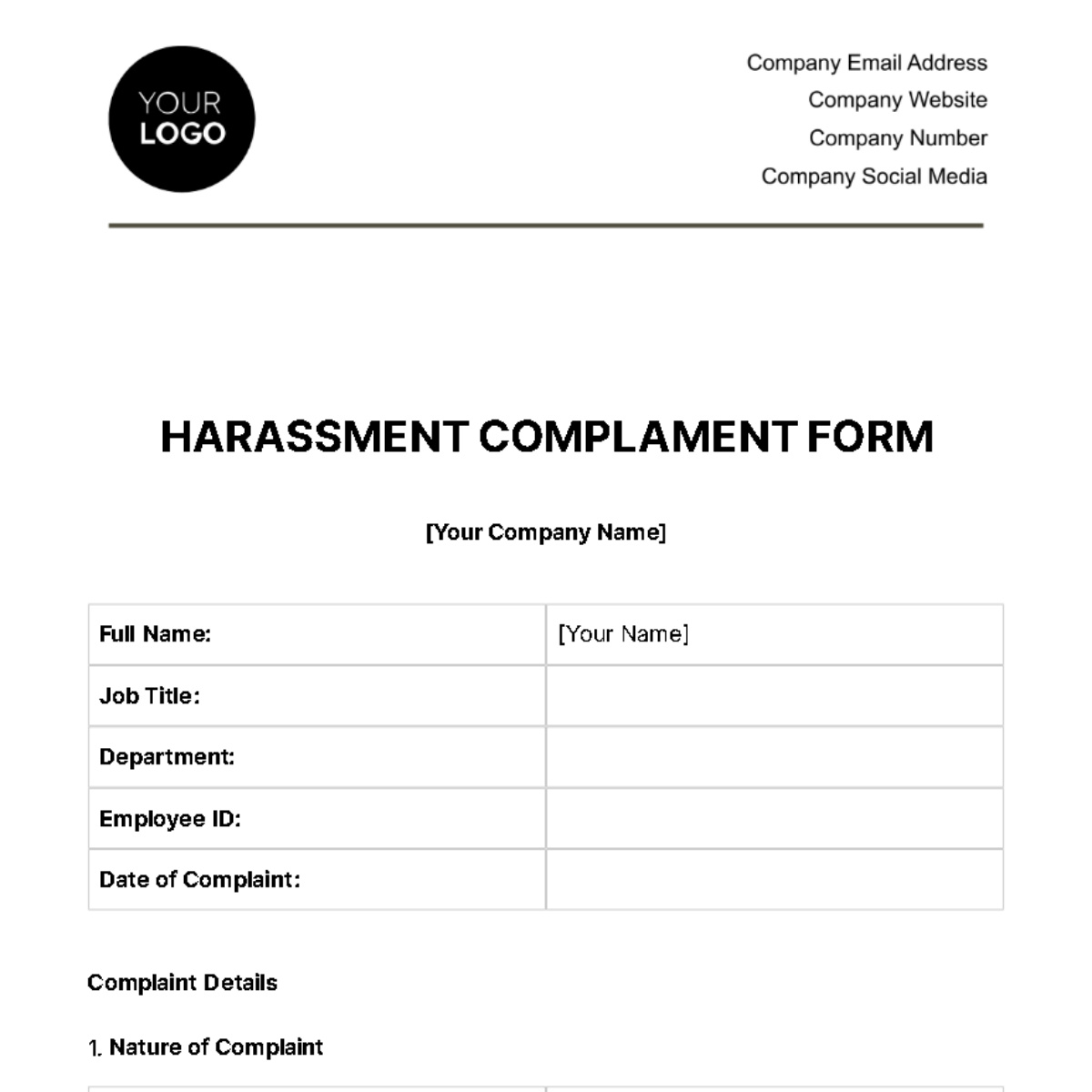 Free Hr Form Templates To Edit Online inside Free Printable Hr Forms