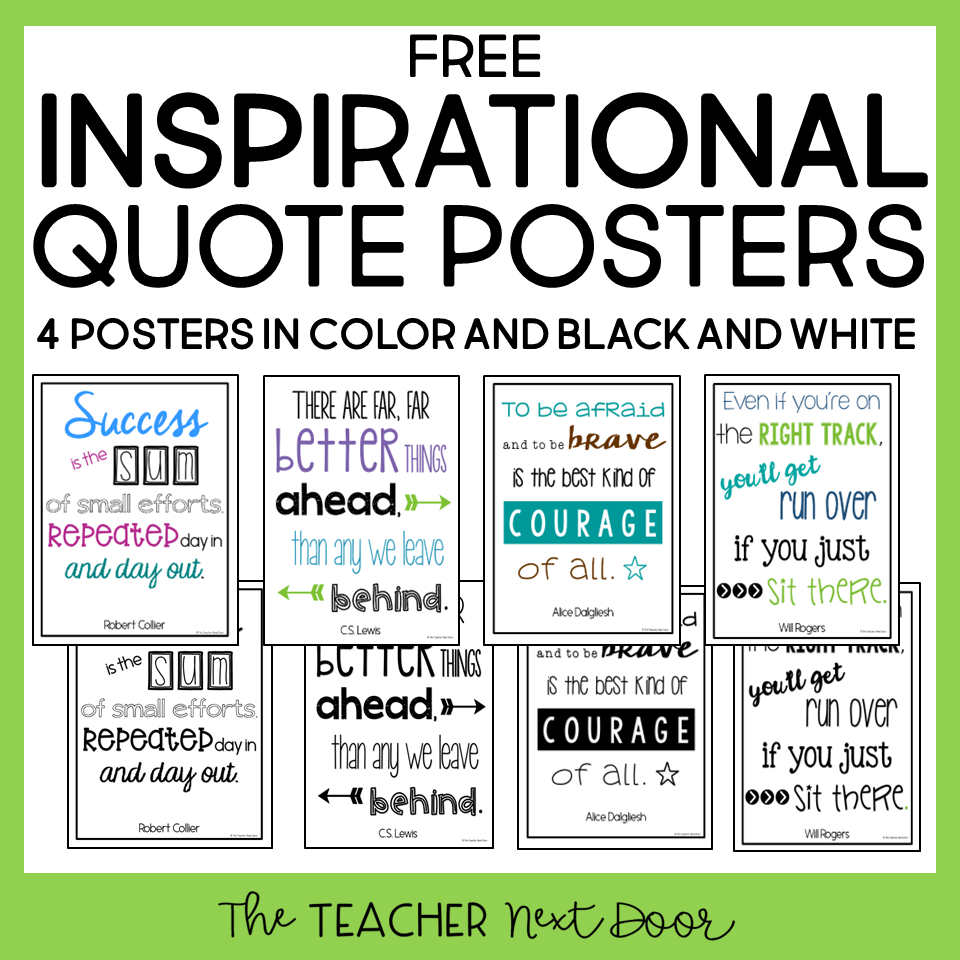 Free: Inspirational Quote Posters - The Teacher Next Door inside Free Printable Posters For Teachers