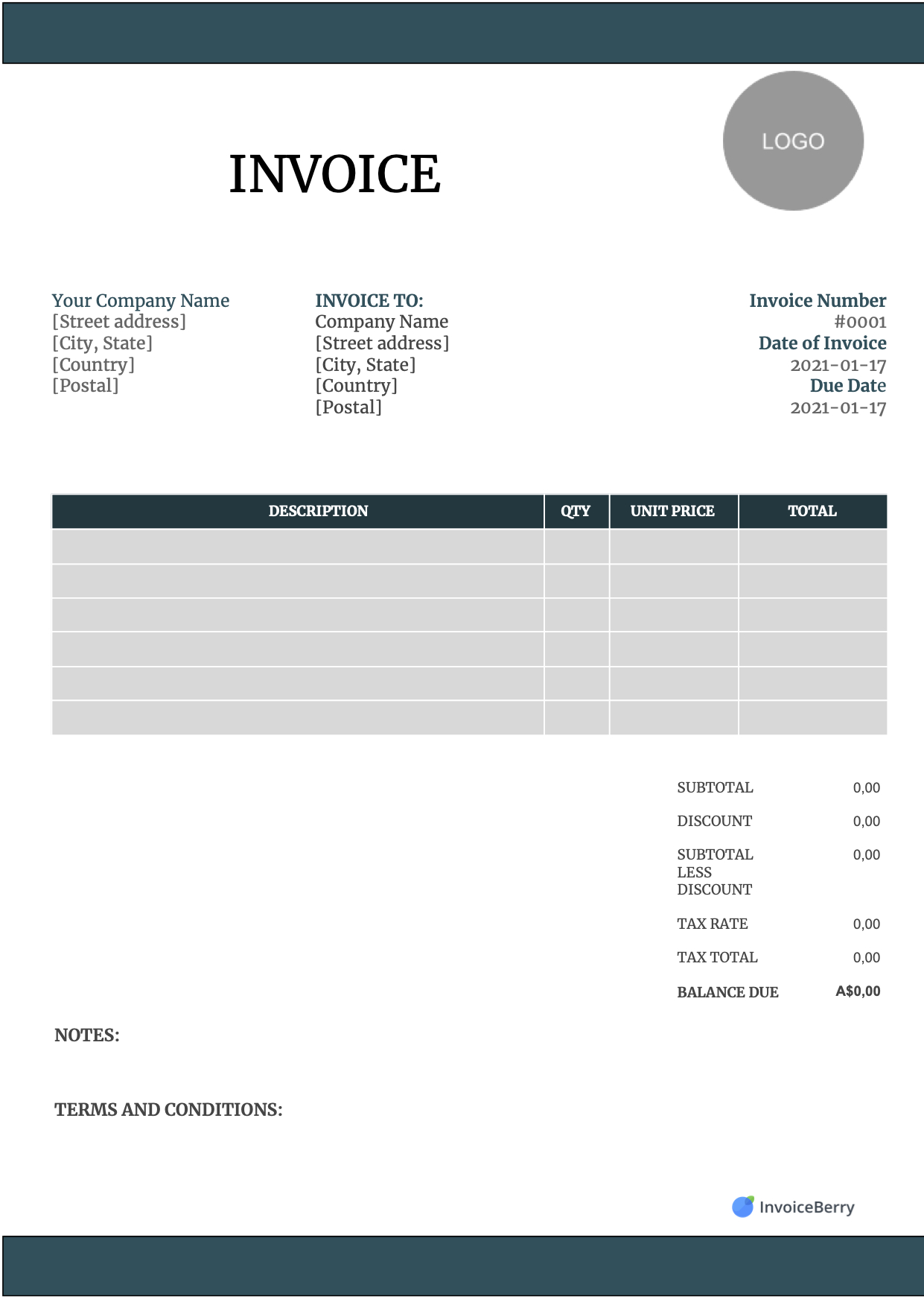 Free Invoice Templates Download - All Formats And Industries with Free Bill Invoice Template Printable