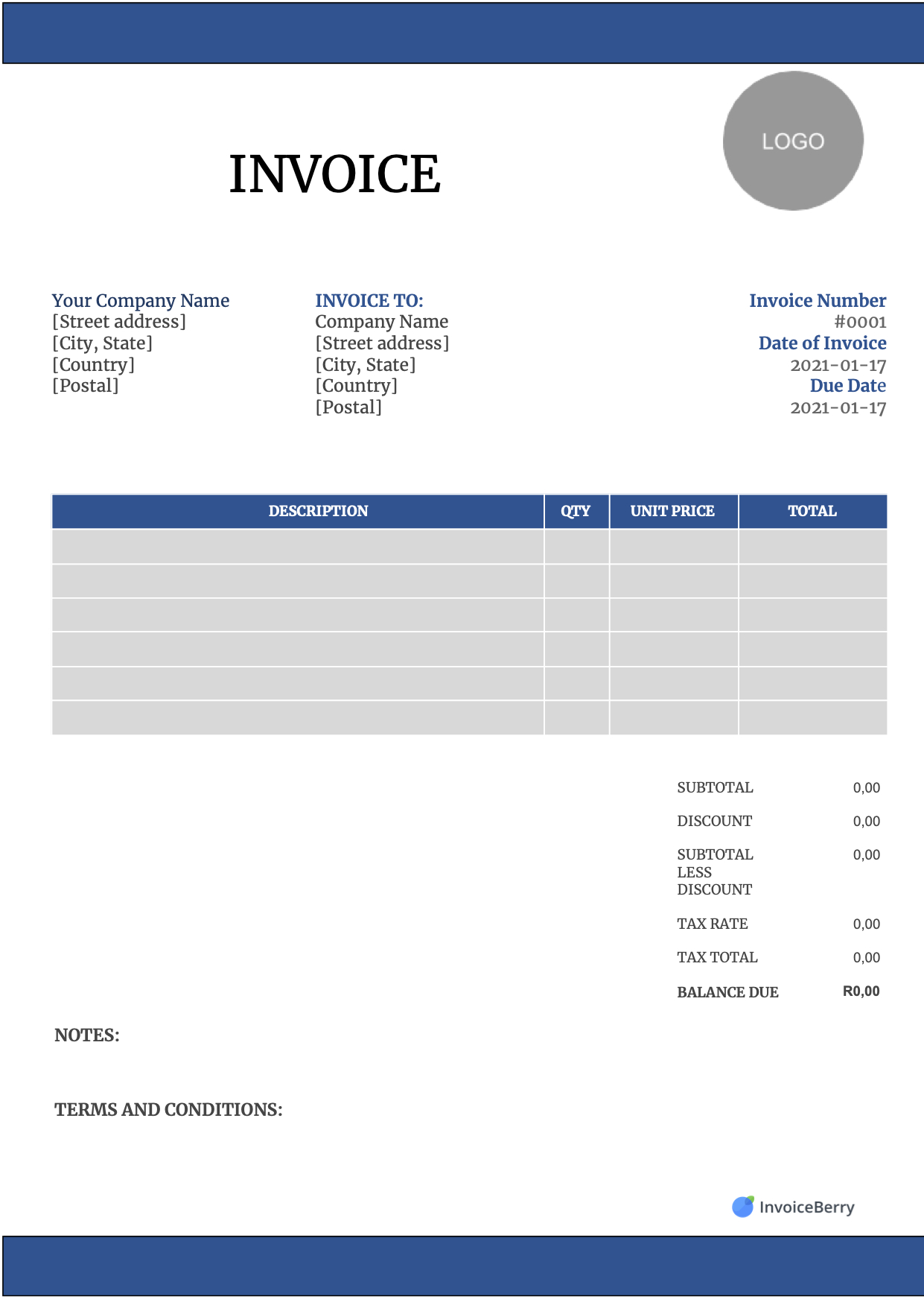Free Invoice Templates Download - All Formats And Industries with regard to Free Printable Invoice Forms