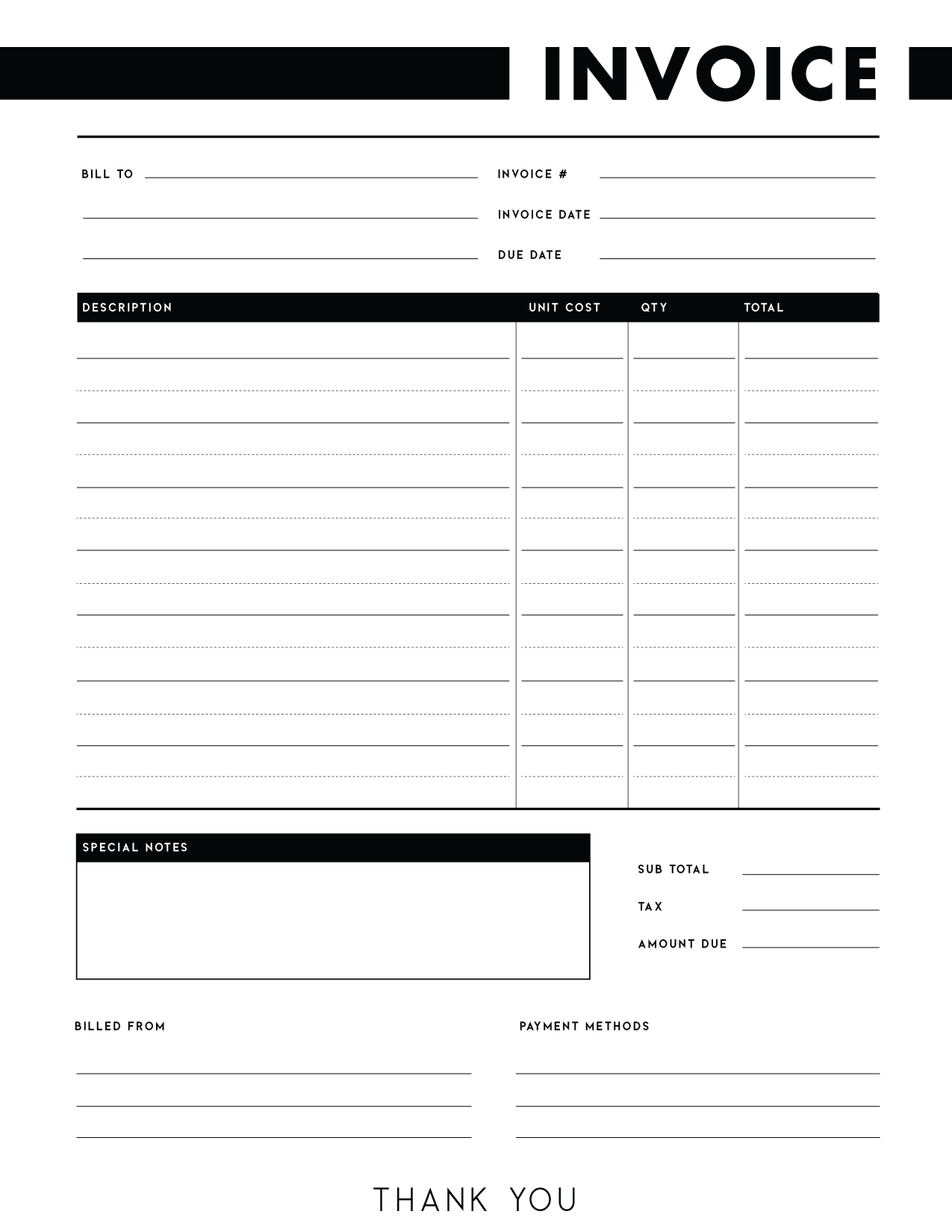 Free Invoice Templates Pdf - World Of Printables with regard to Free Printable Blank Invoice