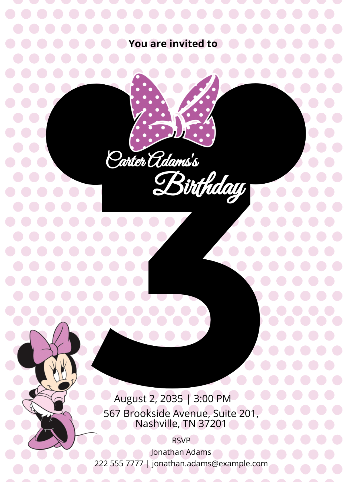 Free Joyous Minnie Mouse Invitation Template To Edit Online pertaining to Free Printable Minnie Mouse Invitations