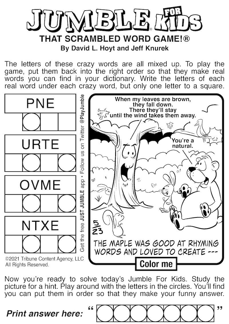 Free Jumble Puzzles For Kids And Adults | Boomer Magazine for Free Printable Word Jumble Puzzles For Adults