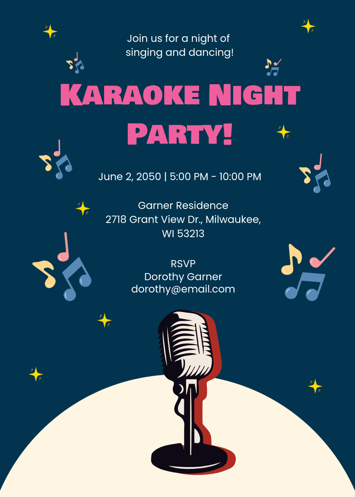 Free Karaoke Invitation Template To Edit Online within Free Printable Karaoke Party Invitations