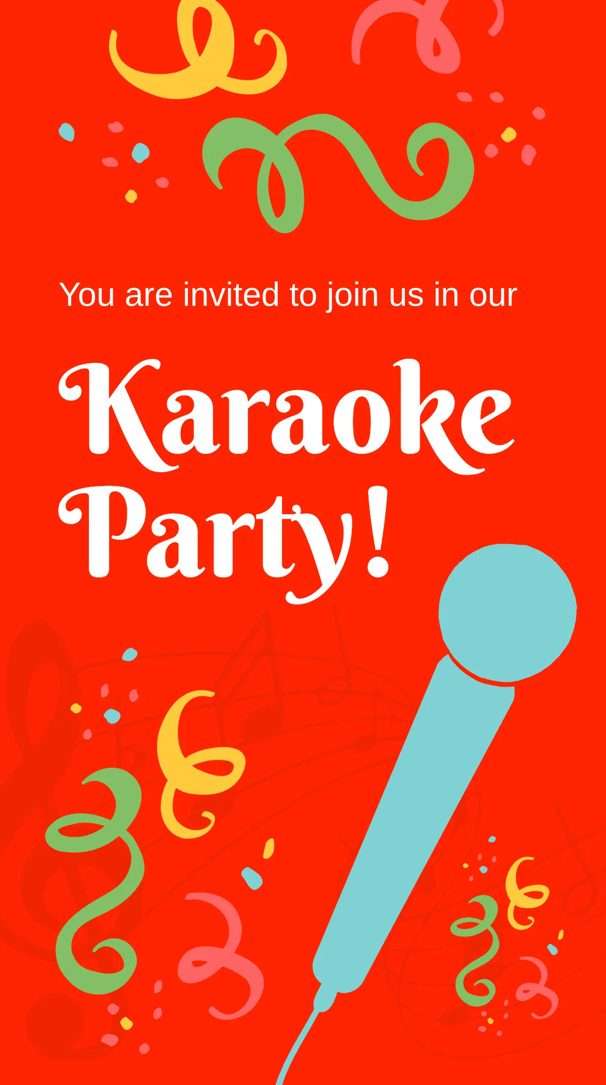 Free Karaoke Invitation Templates, Editable And Printable for Free Printable Karaoke Party Invitations