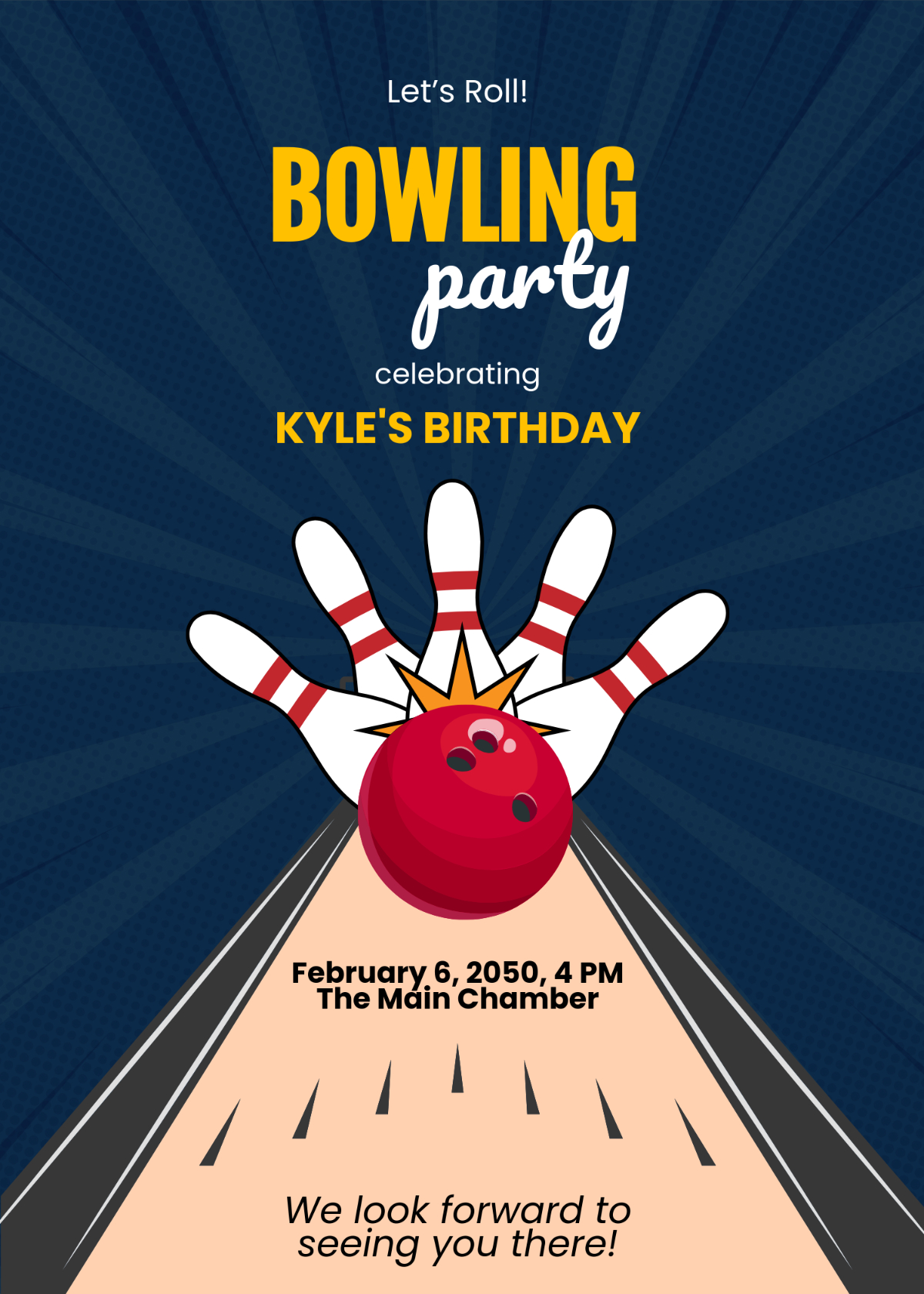 Free Let???S Roll Bowling Invitation Template To Edit Online throughout Free Printable Bowling Invitation Templates