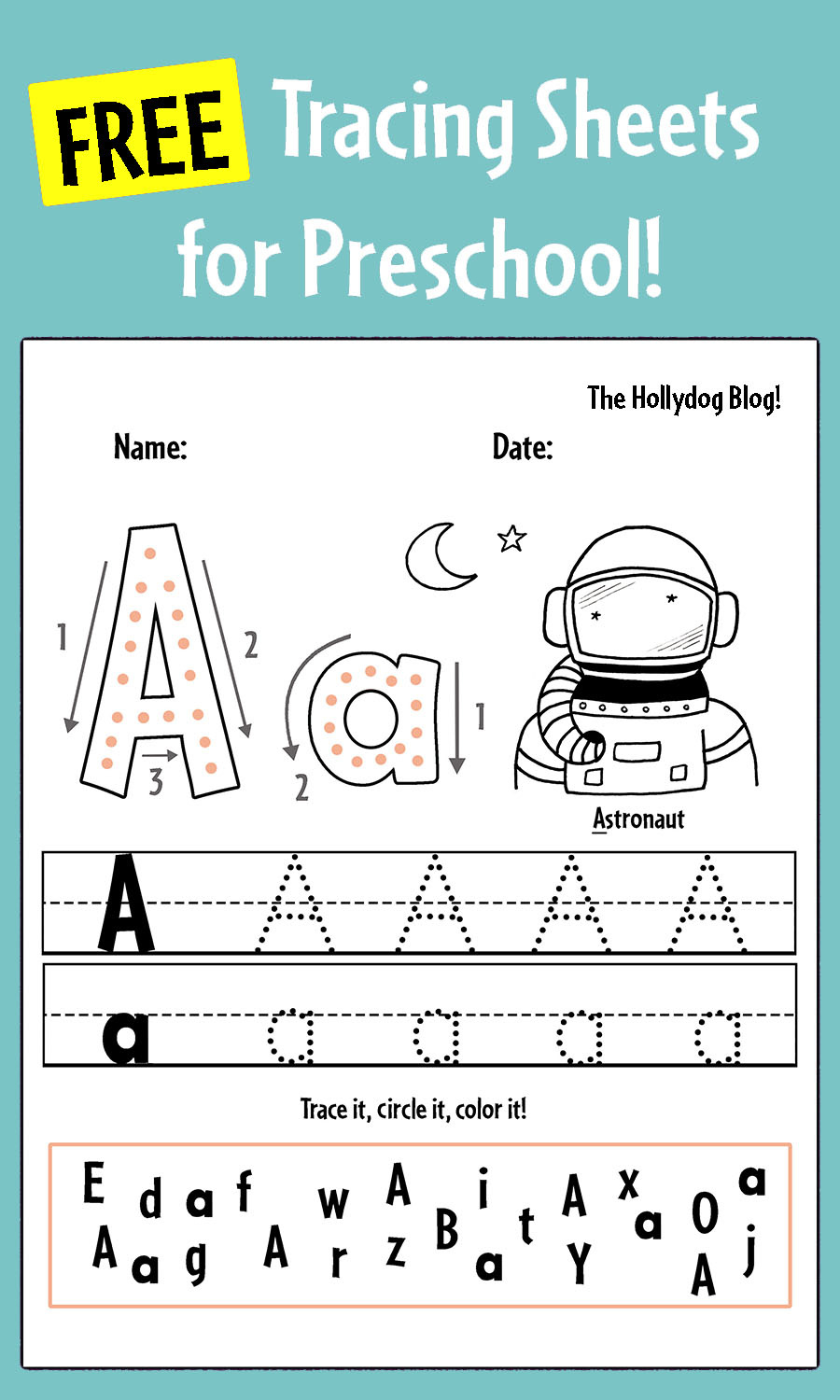 Free Letter Tracing Sheets For Preschool! ⋆ The Hollydog Blog with regard to Free Printable Letter Worksheets