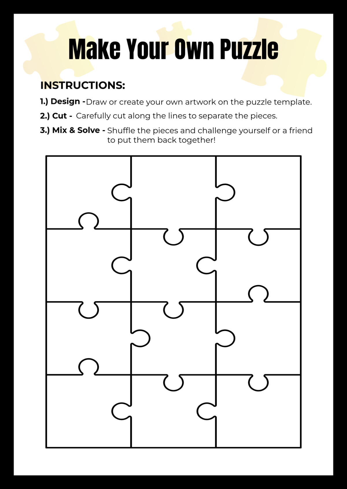 Free Make Your Own Puzzle Template To Edit Online pertaining to Make Your Own Puzzle Free Printable