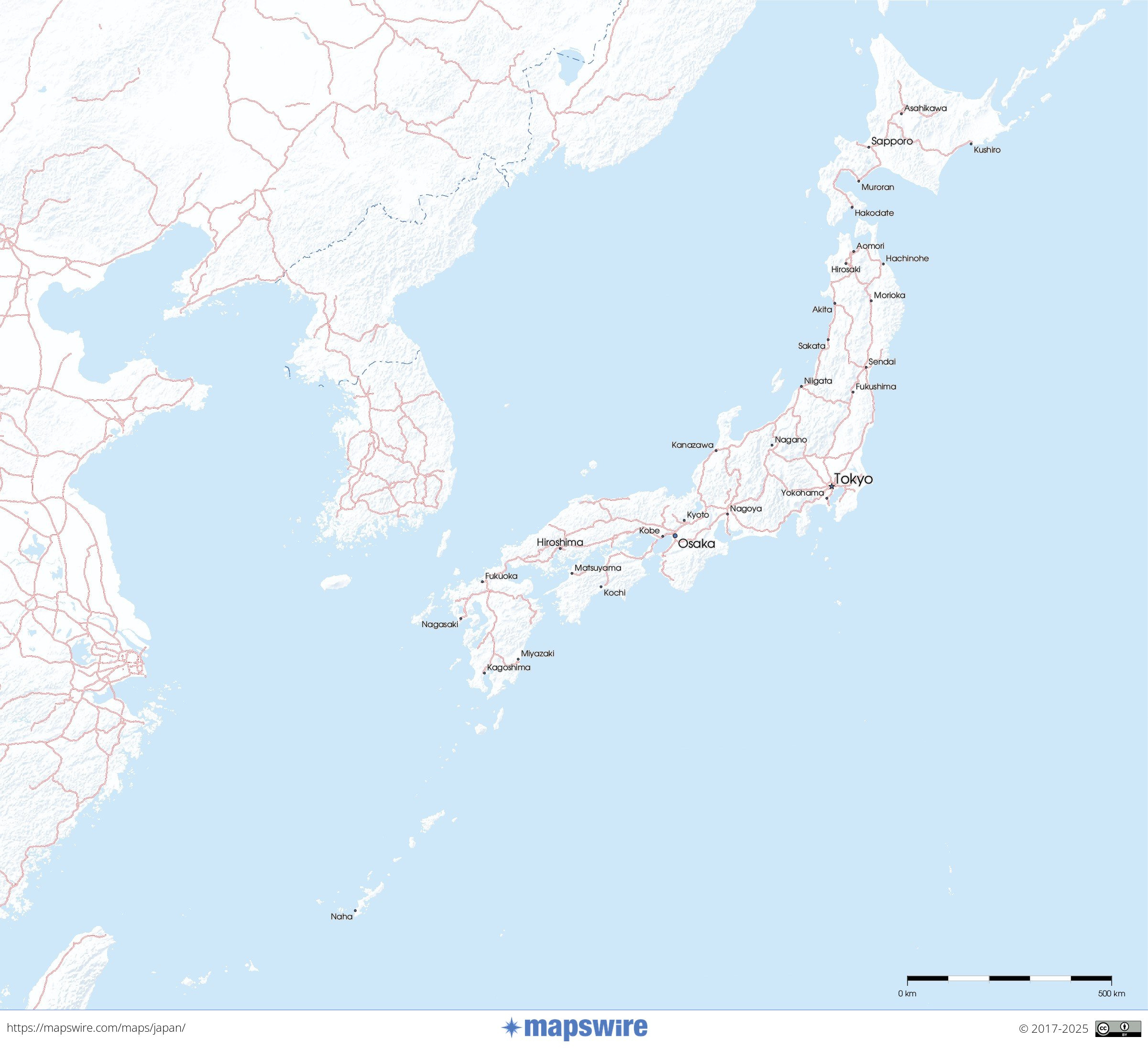 Free Maps Of Japan | Mapswire inside Free Printable Map Of Japan