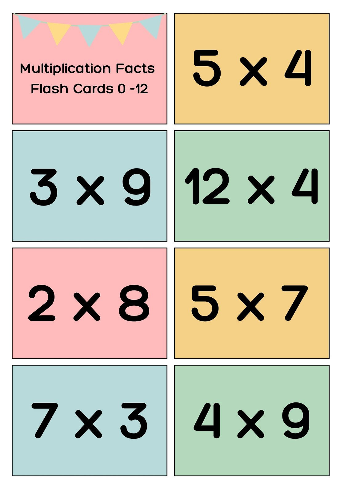 Free Math Flashcard Templates To Edit And Print | Canva with Flash Cards Multiplication Free Printable