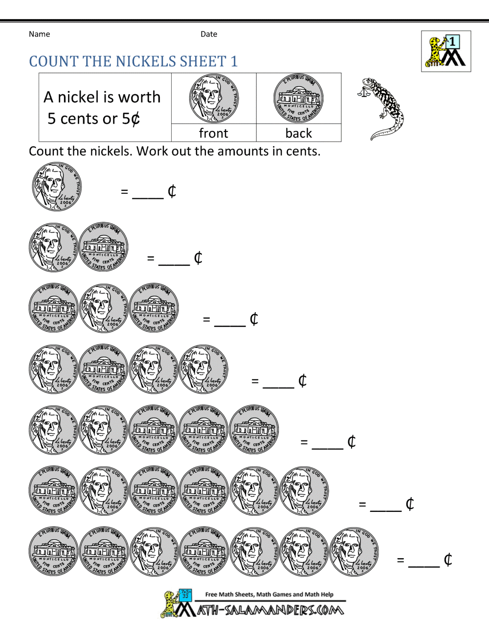 Free Math Money Worksheets 1St Grade throughout Free Printable Money Activities