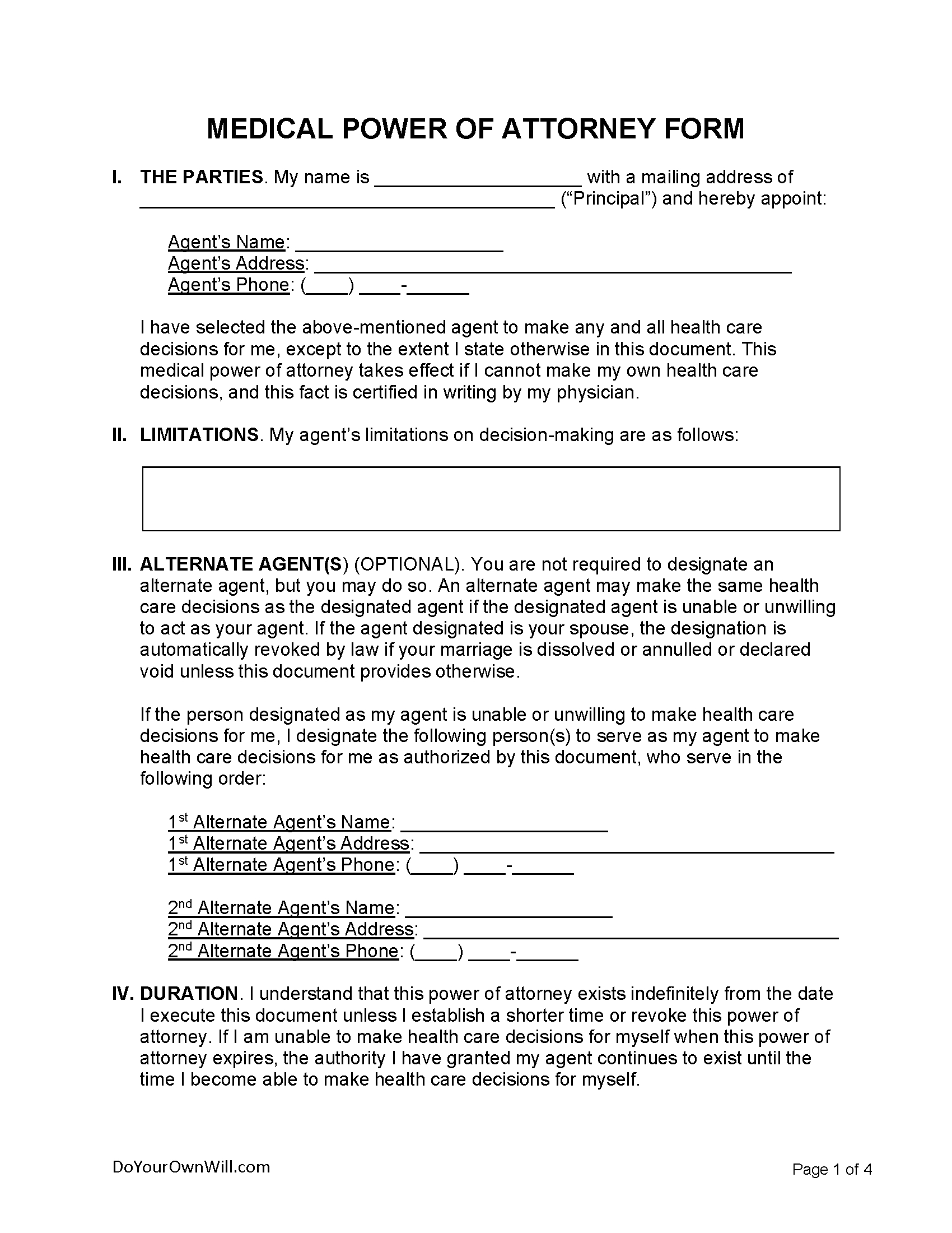Free Medical Power Of Attorney Form (Mpoa) | Pdf | Word | Odt intended for Free Printable Medical Power Of Attorney