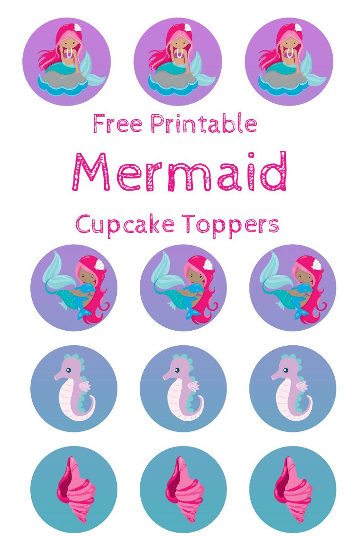 Free Mermaid Cupcake Toppers | Mermaid Cupcake Toppers, Mermaid pertaining to Free Printable Mermaid Cupcake Toppers
