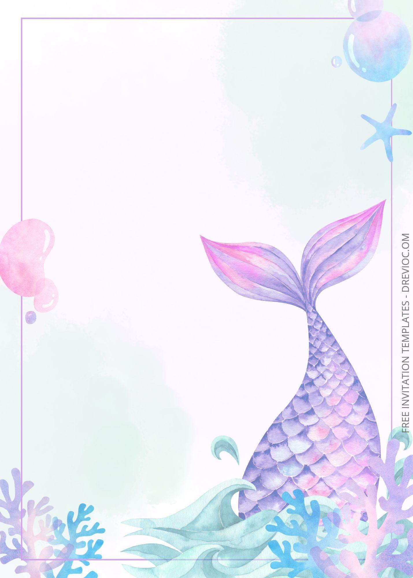 Free Mermaid Tail Birthday Invitation Templates - Worksheets Library for Mermaid Party Invitations Printable Free