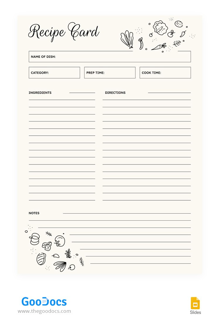 Free Minimalist Recipe Card Template In Google Slides And in Free Printable Recipe Templates