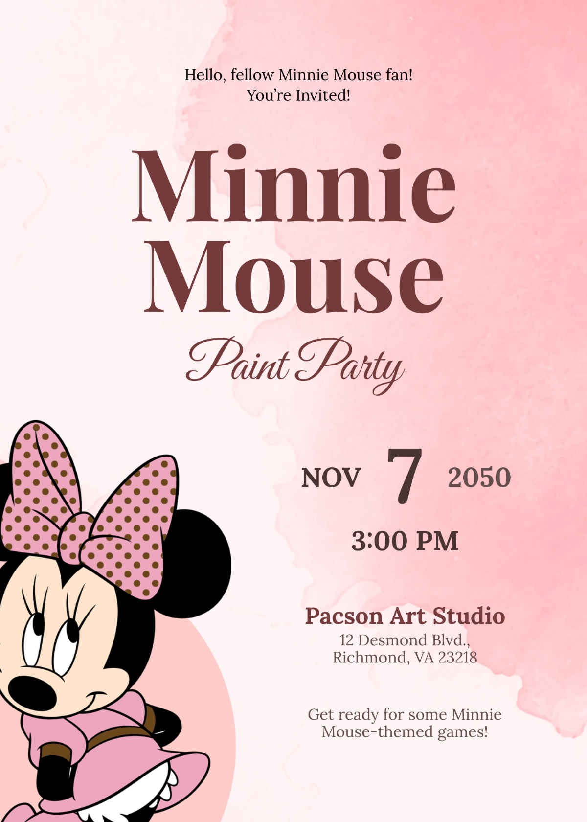 Free Minnie Mouse Invitation Templates, Editable And Printable with regard to Free Printable Minnie Mouse Invitations
