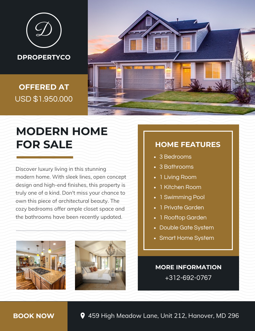 Free Modern Home For Sale Real Estate Flyer Template - Venngage for Free Printable Real Estate Flyer Templates