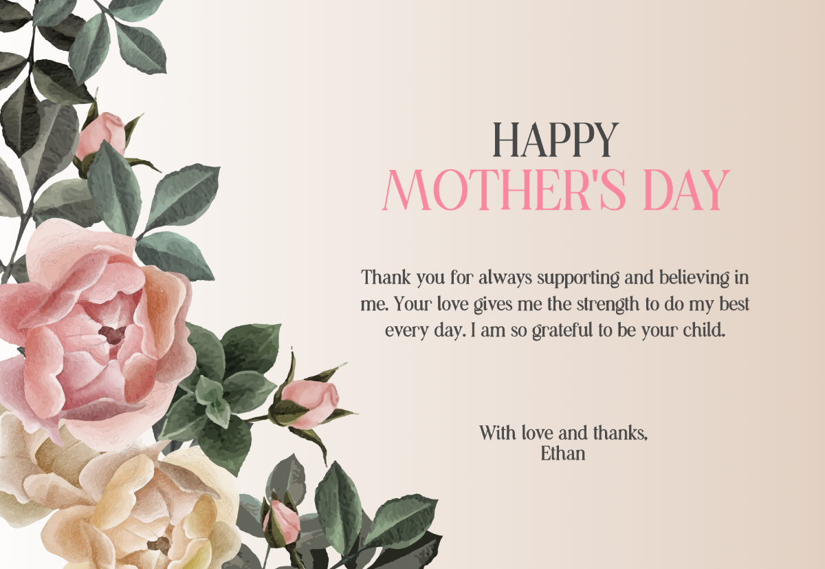 Free Mother&amp;#039;S Day Card From Students Template To Edit Online within Make Mother Day Card Online Free Printable