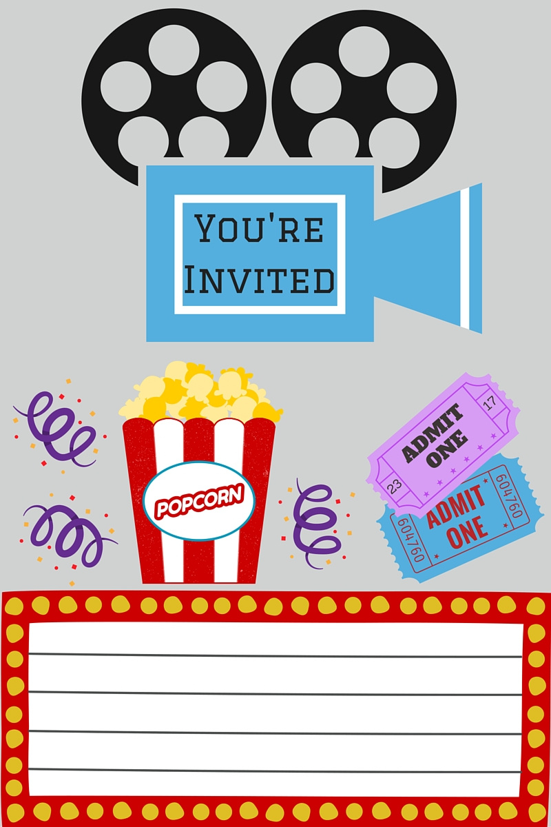 Free Movie Night Invitation Template for Movie Night Birthday Invitations Free Printable